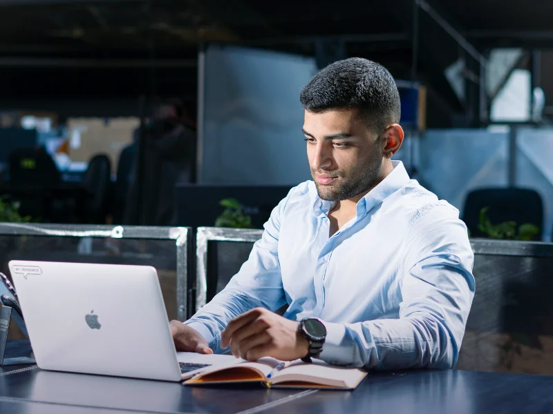 Consultant working at a software company office representing a B2B SEO case study