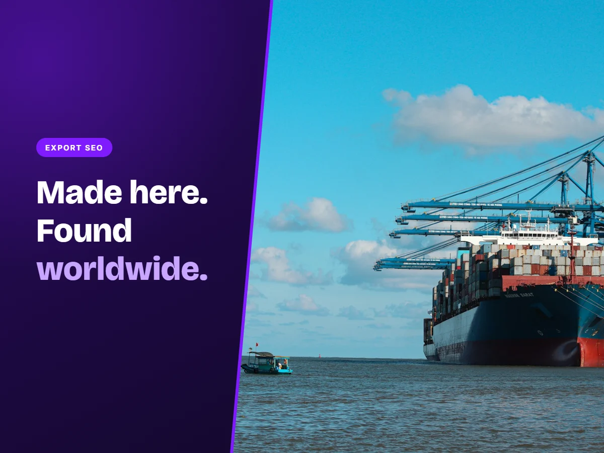 Container ship at a port representing export SEO for Faisalabad textile manufacturers reaching international buyers