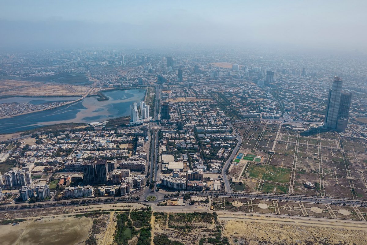 Aerial view of residential developments in Karachi for a real estate SEO case study