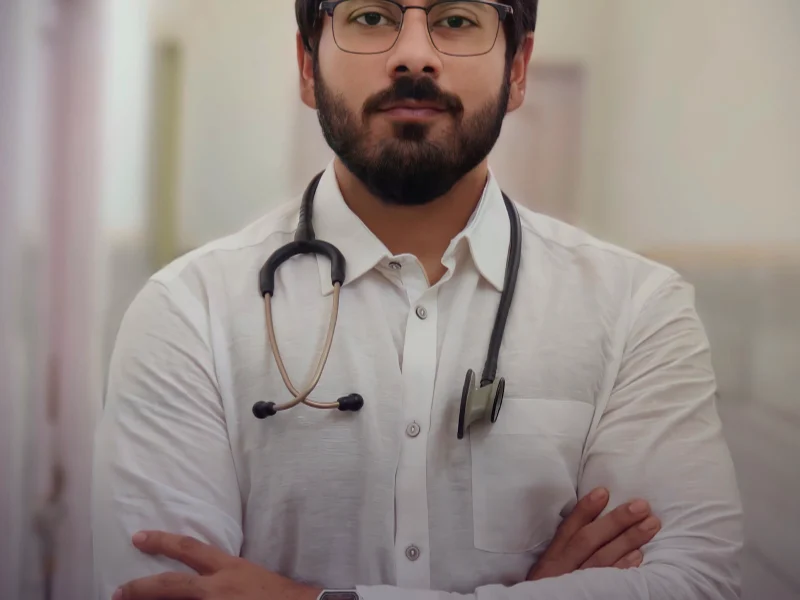 Doctor with a stethoscope representing SEO for clinics and healthcare providers in Islamabad